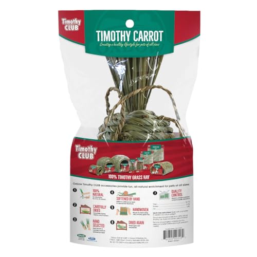 Oxbow Timothy Hay Carrot, Rabbit & Guinea Pig Toy, Edible & Hand-Woven Bunny Toy, No Wires or String, Small Pet Accessories, for Rabbits, Guinea Pigs, Chinchillas & Rats, Medium (Pack of 2) - size: 1 Count (Pack of 2)