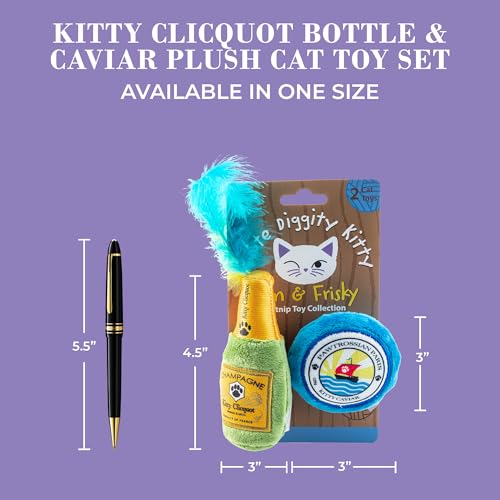 Haute Diggity Kitty Clicquot Bottle + Caviar Set, Soft Plush Cat Toys - color: Multi - Kitty Clicquot Bottle + Caviar Duo