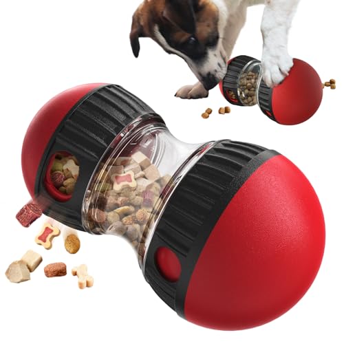 Dog Puzzle Toy Adjustable Treat Dispensing Ball ﻿Fun Slow Feeder - color: Red