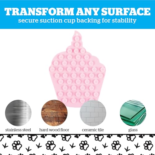 BigMouth Cupcake Silicone Lick Mat for Dogs and Cats, Slow Feeder Enrichment Pad, Dishwasher Safe Anxiety Relief Toy - style: Cupcake