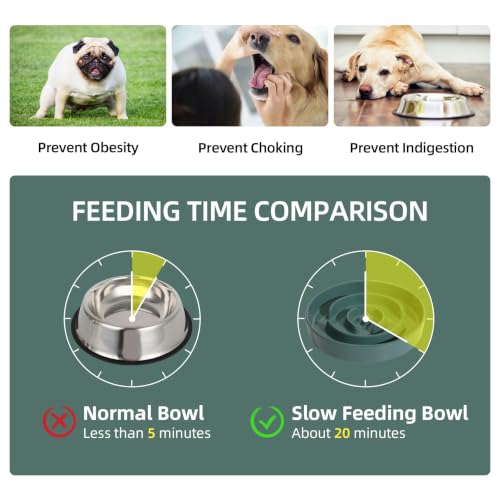 Havniva Ceramic Slow Feeder Dog Bowls, 8.3 in Slow Feeder for Medium Breed - color: Dark Green