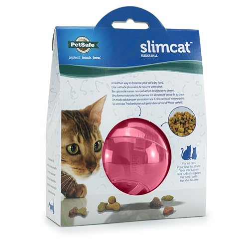 PetSafe Slimcat Feeder Ball Cat Toy, Pink, 1 Count (Pack of 6) - color: Pink, size: 1 Count (Pack of 6)