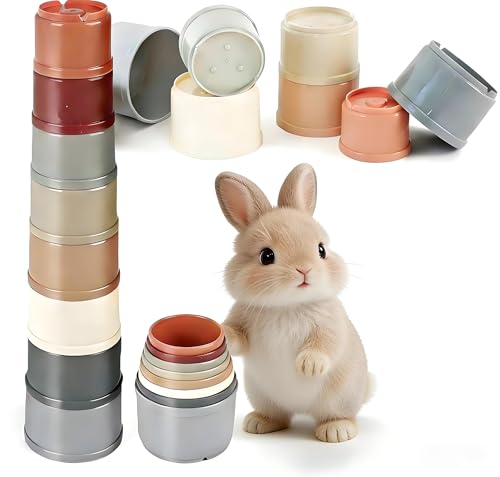 16 Pcs Stacking Cups for Rabbits,Bunny Cups Stackable Guinea Pig
