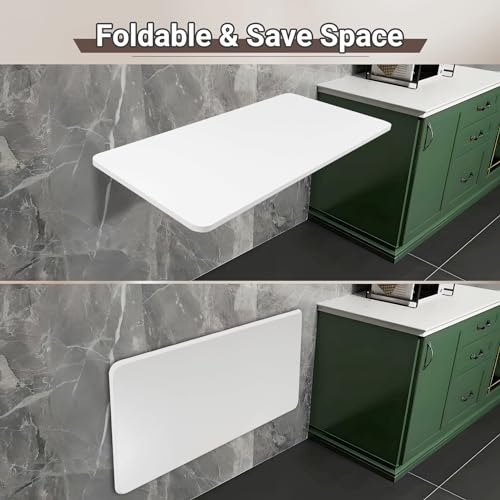 Neoaider Upgrade Wall Mounted Folding Table 31.5”L x 15.7”W, White - color: White, size: 31.5" x 15.7"