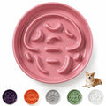 Ceramic Slow Feeder Dog Bowl, 1.8 Cups Anti -Slip Slow Feeding Bowl to Slow Down Eating, 8.2 Inch Dog Food Dish for Medium to Large Breeds, Pink - color: Pink, size: Medium (1 Bowl without Stand)