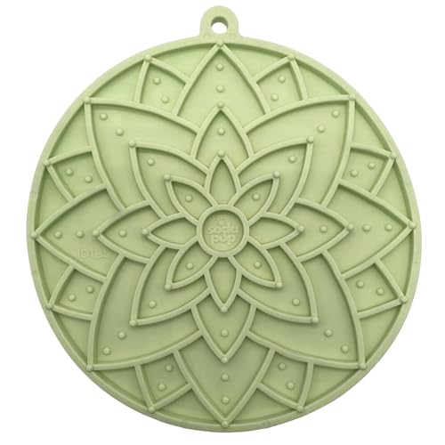 SodaPup Lotus eMat – Durable Enrichment Feeder Made in USA from Non-Toxic, Pet-Safe, Food Safe Rubber for Mental Stimulation, Avoiding Overfeeding, Fresh Breath, Digestive Health, Calming, & More - color: Lotus eMat Light Green