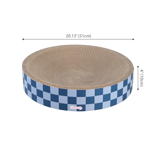 CSR1010B Nelson 20.13" Modern Cardboard Round Bowl Cat Scratcher with Catnip, Blueberry - color: Navy/Blue
