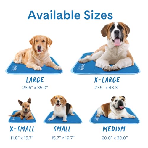 The Green Pet Shop Cool Pet Pad - Large, Blue - Self-Cooling, Pressure Activated Mat for Dogs & Cats from 46-80 lbs - Non-Toxic Gel, No Water Needed - color: Blue, size: Large