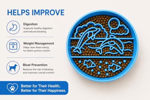 Silicone Slow Feeder Dog Bowl, Non-Slip Interactive Puzzle Bowl, Anti-Choking Feeding Dish for Small & Medium Dogs (Blue) - color: blue