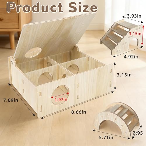 Multi-Chamber Wooden Hamster Hideout & Tunnel with Secret Peep Shed - color: 4-Chamber Hamster Maze