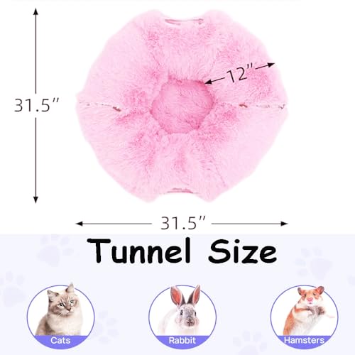 Cat Bed Tunnel Tube Toy Pink Plush - color: Pink Plush O