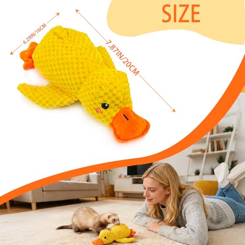 Calming Duck Squeaker Toy for Ferrets, New Interactive Yellow Duck Ferret Toy to Play with, Soft Stuffed Plush Ducks Ferret Toys and Enrichment with Quacking Sound for Ferret Keep Busy
