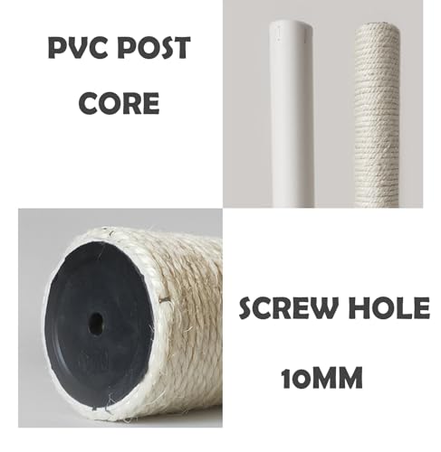 2Pcs M10 Cat Tree Replacement Post - 10mm Bolt Sisal Cat Scratching Post Replacement Pole DIY M10 Bolt Sturdy PVC Tubes Screws Included (4.72 * 11.8") - size: 4.72*11.8"