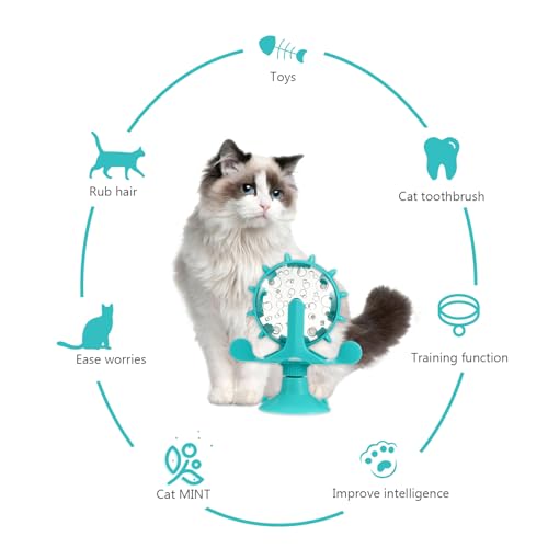 iplusmile Cat Feeding Toy Rotating Windmill Slow Food Dispenser Interactive Treat Leakage Toy for Indoor Play Iq Training 5.11 X 1.57 X 6.69 in - color: Blue