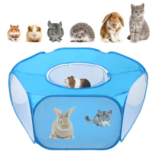 Rypet Guinea Pig Playpen Pop-Up, Outdoor Yard Fence for Small Pets,TentBlue - color: Blue, style: Enclosed Playpen