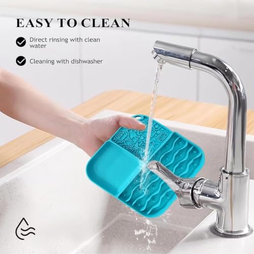 Slow Feeder Lick Mat, Grooming & Bath Time Helper for Dogs - color: Blue