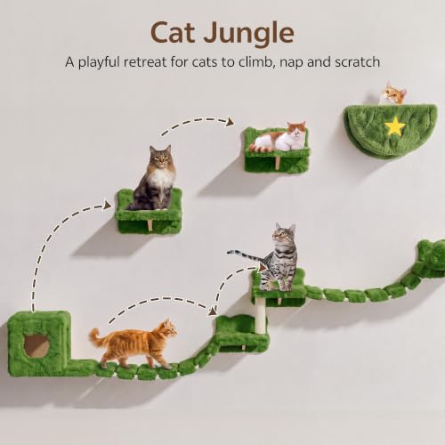 13-in-1 Cat Wall Shelves, Moon & Bridge Cat Wall Furniture, Green - color: Green, size: 13-in-1
