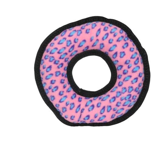 TUFFY® Ultimate Ring Ultra Durable Plush Dog Toy - color: Pink Leopard Ring