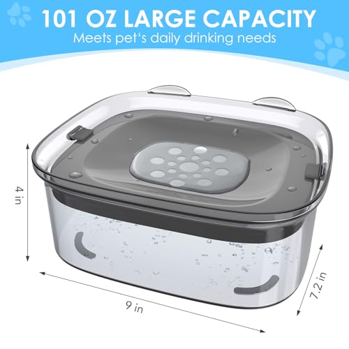AONKEY 3L No Spill Dog Water Bowl with Slow Drinking Disk(Gray) - color: Gray
