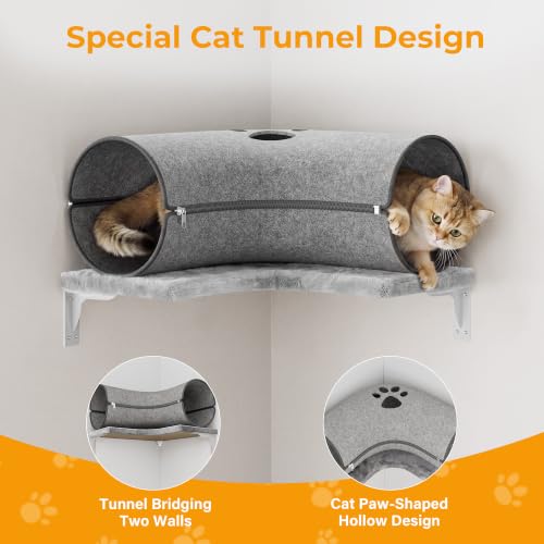 8-in-1 Cat Wall Shelves, Cat Wall Furniture Set - color: Light Grey