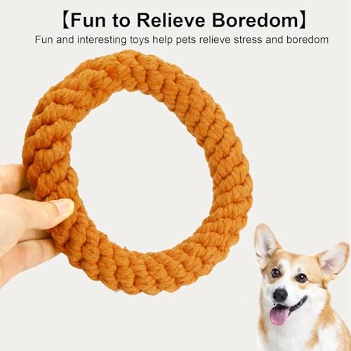 Dog Chew Toys, 2PCS Ring Dog Toy Tough Rope Toys for Dog Teething Cleaning