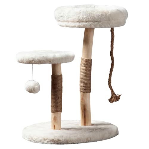 Habitat Haven The Oasis Cat Tree - Luxury Cat Condo, Modern Indoor Tower with Faux Fur Bed, Scratching Posts, and Toy for Cats, 23.5-Inch Width x 18-Inch Depth x 28.5-Inch Height - color: The Oasis