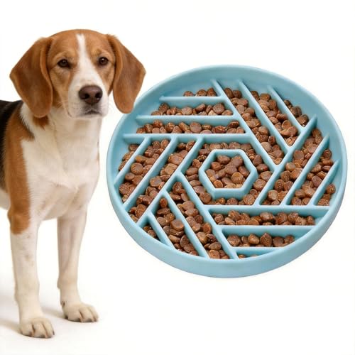 Silicone Slow Feeder Dog Bowl with Suction Base, Anti Choking Pet Bowl - color: Single silicone Blue