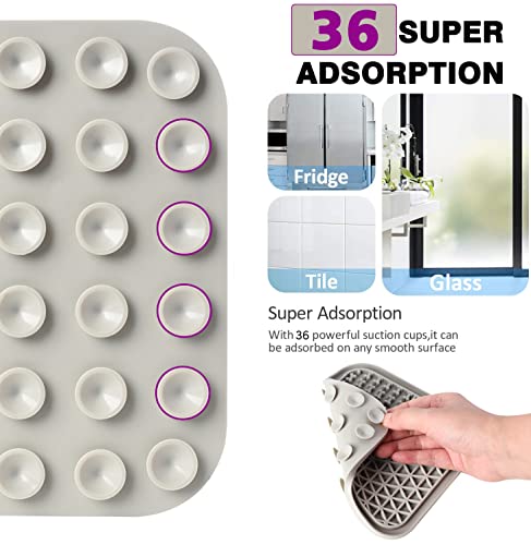 Lick Mat for Dogs, Dog Lick Mat with Suction Cups for Anxiety, Peanut Butter Dog Licking Mat Slow Feeder Dispensing Treater Lick Pad for Dogs Cats Grooming Bathing and Training (Grey) - color: Small Grey