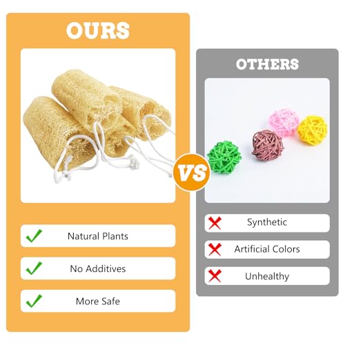 12 Pcs Rabbit Chew Toys Natural Bunny Loofah Chew Toy Chinchilla Teeth Grinding Toys Guinea Pig Fibre-Rich Treats Enrichment Bunny Accessories for Rabbits Hamster (S) - color: S- (12 PCS)