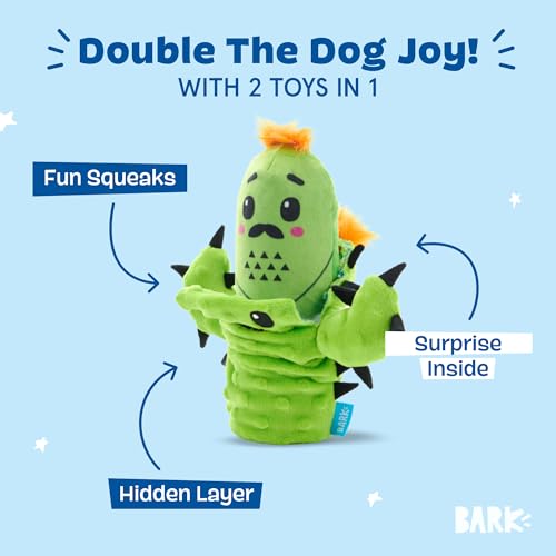 BarkBox 2 in 1 Interactive Plush Dog Toy - Rip and Reveal Toy for Dogs and Puppies - Stimulating Squeaky Pet Toys | Prickly Pete (Small) - color: Prickly Pete