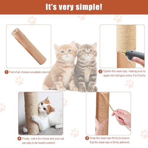 6mm Natural Sisal Rope for Cat Scratching Posts - size: 50M