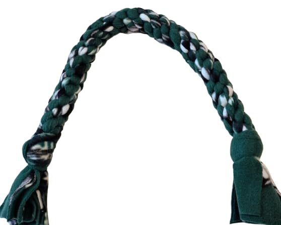 Dog Puppy Tug Pull Toy Rope Play Durable Interactive Entertaining Heavy Duty Fleece Square Braid by Knots SO Fast (Green) - color: Green