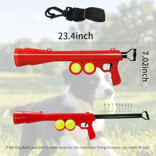 Tennis Ball Launcher for Dogs, Launches 30+ ft, Red - color: Red