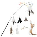 Pawaboo 6Pcs Cat Feather Wand Toy Set for Indoor Cats Self Play & Exercise - color: Z-Black + White