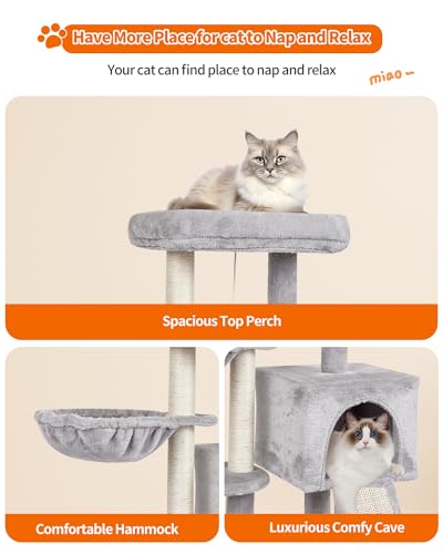 Cute Cat Tree Kitten Cat Tower Condo Furniture Scratching Posts Hammock - color: Grey