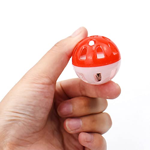 VOVIGGOL 12PCS 4CM Cat Toy Ball with Bell, Pet Ball Kitten Toy with Bell Cat Jingle Balls for Cats Kitten, Plastic Jingle Balls Pounce Chase Rattle Toys, Random Color - color: 12 Cat Bell Ball
