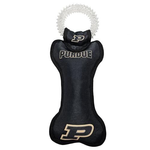 Pets First NCAA Purdue Boilermakers Dental Dog TUG Toy with Squeaker. Tough PET Toy for Healthy Fun, Teething & Cleaning Pets Teeth & Gum - color: Purdue Boilermakers