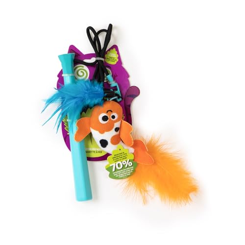 Mad Cat Playing Koi Retractable Feather Wand Cat Toy with Telescopic Handle - style: Playing Koi