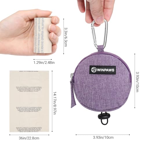 Dog Poop Bag Holder for Leashes- Dog Treat Pouch with Waterproof Zipper,Puppy Training Small Bag with Carabiner & Bungee Toggle,Two Pockets for Dry or Wet Treats-Pet Travel Walking Essentials (Purple) - color: Purple