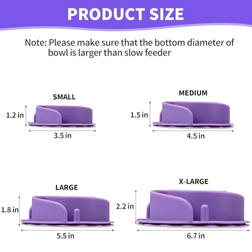 Slow Feeder Dog Bowls Insert, Bestalk Soft Silicone Slow Eating Feeder Insert with Suction Cups for Small, Medium and Large Dogs, Fit into Basic and Elevated Bowls - color: Purple, size: L