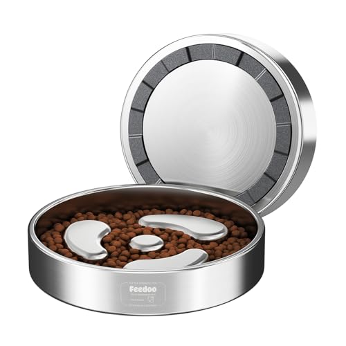 Feedoo Slow Feeder Dog Bowl-1Cup for Small Puppy, Double-Layer 304 Stainless Steel Puzzle Bowl, Anti-Choking for Fast Eaters, Heavy-Duty Non-Slip Base, Dishwasher Safe - color: Spiral-1Pack, size: S 1~1.5Cups