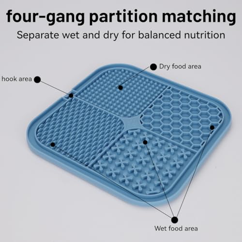2-Pack Pet Slow Feeder Mats - Non-Slip Dog and Cat Puzzle Bowl Mats for Fast Eaters, Reduce Bloat and Improve Digestion - Non-Toxic Silicone Lick Mats for Small Medium Large Pets(Red+Blue)