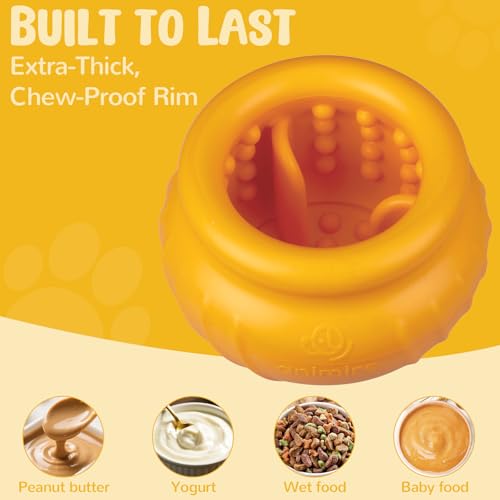 Wobbly Dog Enrichment Lick Toy, Stuffable Frozen Lick Bowl to Keep Dogs Busy, Long-Lasting Interactive Treat Dispensing Dog Toy, Silicone Fetch Catch Chew Toy(Orange,M) - color: Orange, size: M
