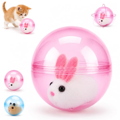 Self-Rolling Interactive Cat Ball, Electric Hamster Running Rolling Ball Toy, Rotate 360° Spin Moving Cat Ball, Fun Indoor Interactive Pet Ball for Cats Dogs Chasing，Pink - color: Pink