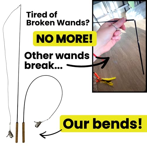 Forever Stick Cat Wand Toy, 3 Strings, Chew Proof Metal Wire - size: Forever Stick and Chew-proof String