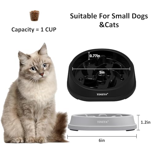 YINEYA 2PCS Anti-Choking Slow Feeder Dog Bowls Small Size Dog, Slow Feeder Cat Bowl, Supplies and Puzzle for Pet - color: B - Gray & Black, size: Small
