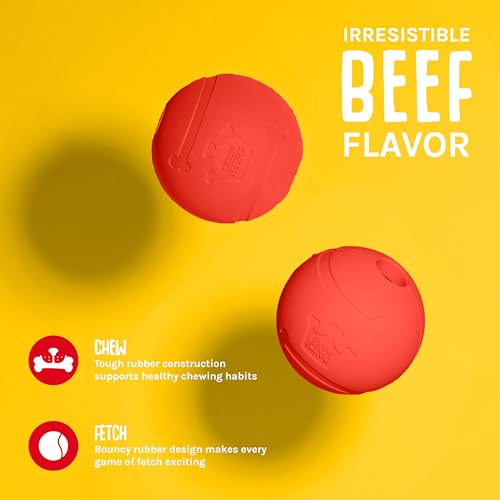 Chew King Flavored Rubber Ball Collection, 4 Inch Beef Flavor Rubber Fetch Balls 2-Pk - color: J) 4" 2-Pack (Beef)