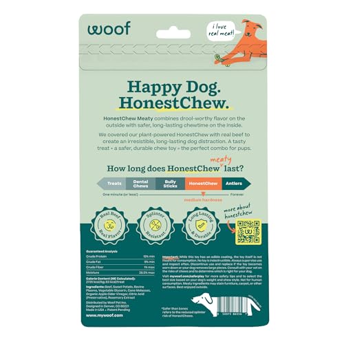 WOOF HonestChew Meaty Antler Dog Chew Toy for Dogs Under 25 lbs - size: Small