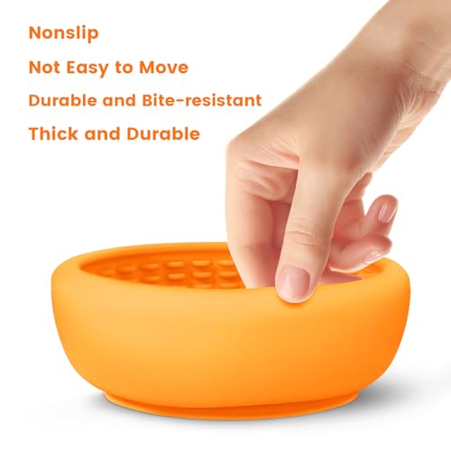 Dog Slow Feeder Licking Bowl,Freezeable Anxiety Relief Treat Dispenser, Non-Slip Anti-chocking Pet Dish,Entertainment Interactive Puzzle Toy for Small Medium Breed, BPA Free Silicone Dishwasher Safe - color: yellow, size: S