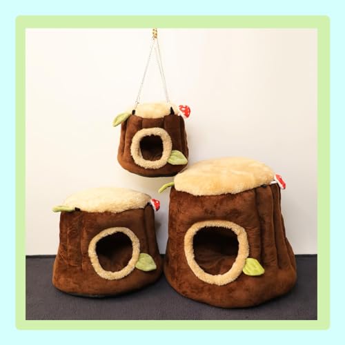Guinea Pig Hideout Hamster Cage Accessories,Stump Style Soft Washable Hedgehog,Ferret,Rat Hammock for Cage,Chinchilla,Ferret, Bunny Bed,Small Animal Houses & Habitats(L) - size: Large